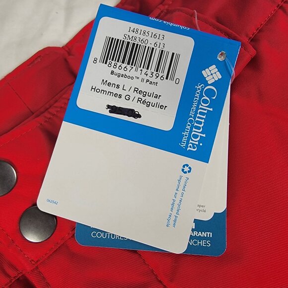 Columbia Omni Tech Bugaboo Mens Large Red Ski Pants Winter Snow Outdoors Camping - Picture 5 of 12